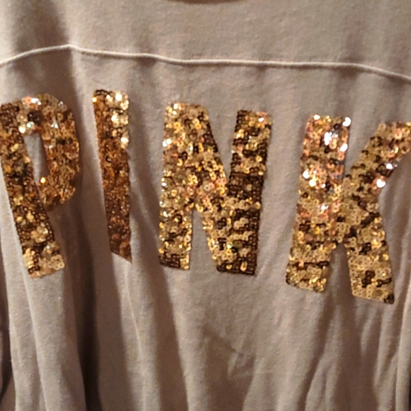 PINK Victoria's Secret Tops - 🔴 CLEARANCE PINK LAST CALL 🔴 Gold Sequins Lots of Bling EUC! Size Large VS